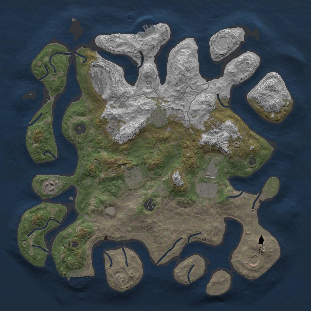 Rust Map: Procedural Map, Size: 4000, Seed: 882360, 17 Monuments