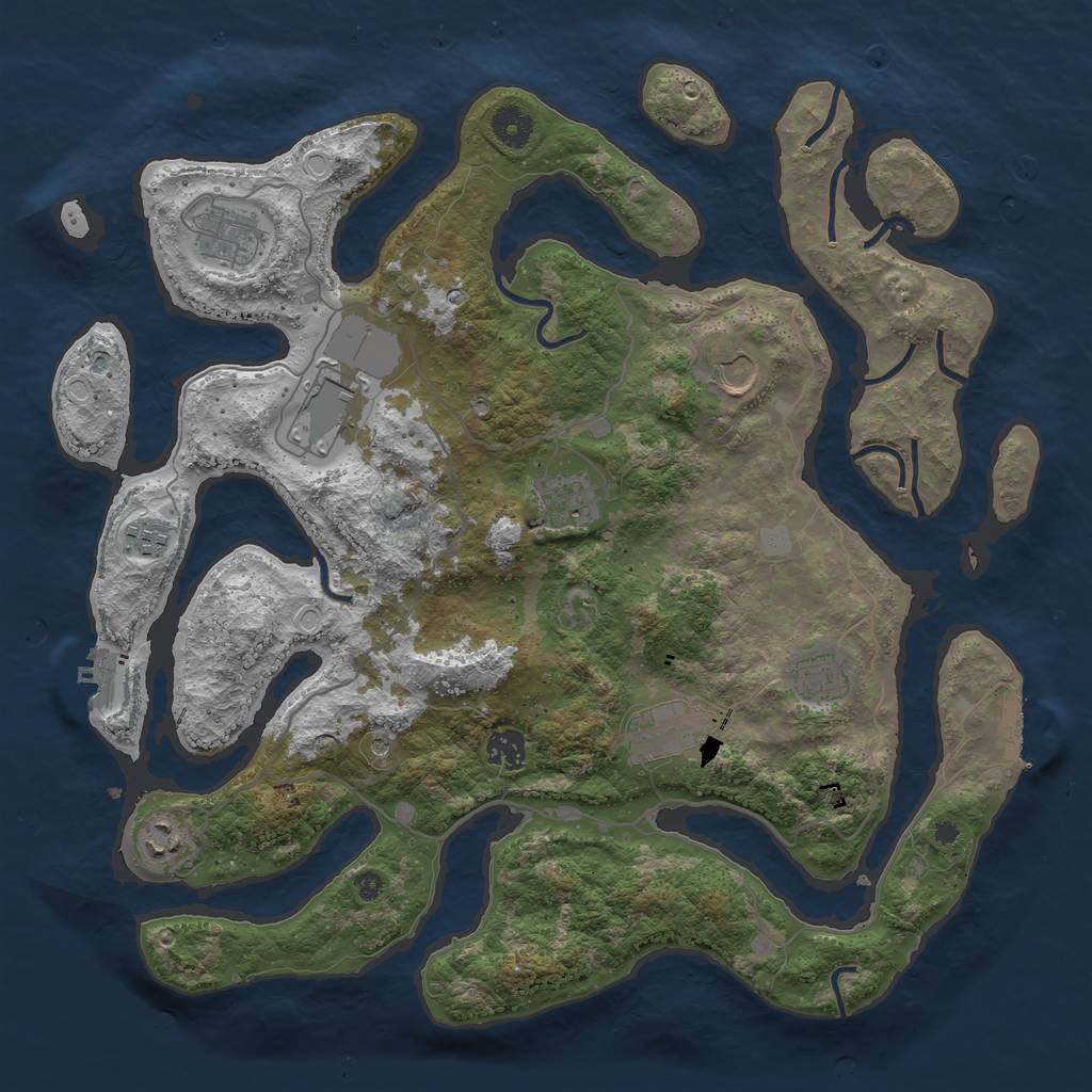 Rust Map: Procedural Map, Size: 4000, Seed: 322340, 17 Monuments