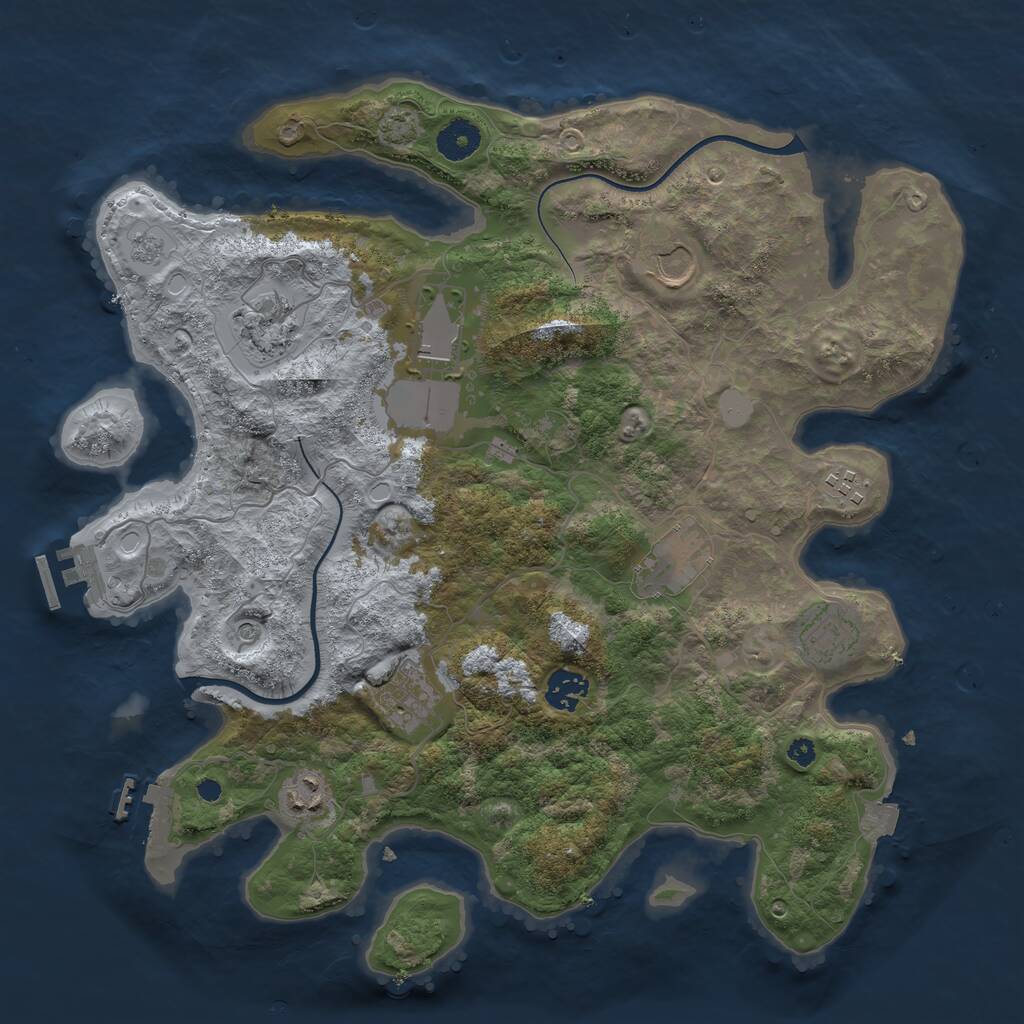 Rust Map: Procedural Map, Size: 3700, Seed: 1219543244, 15 Monuments