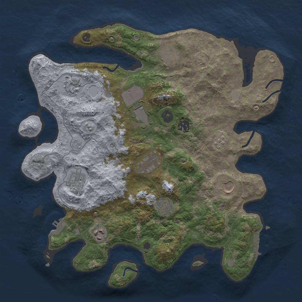 Rust Map: Procedural Map, Size: 3700, Seed: 1219543244, 17 Monuments