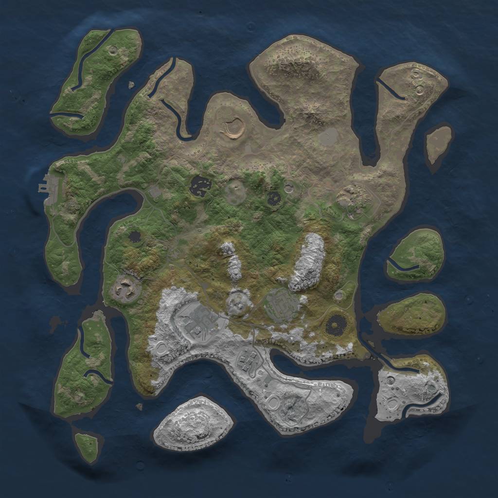 Rust Map: Procedural Map, Size: 3550, Seed: 669964, 14 Monuments