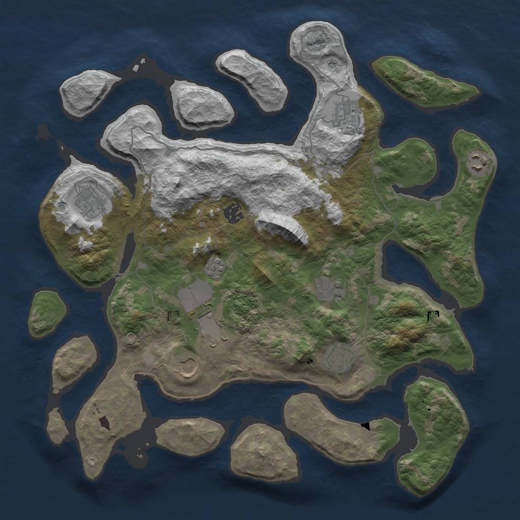 Rust Map: Barren, Size: 4000, Seed: 321123, 12 Monuments