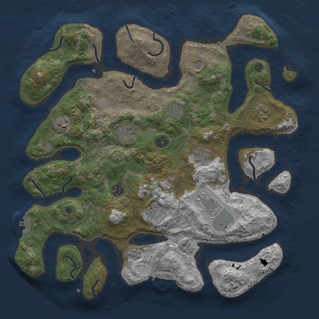 Rust Map: Procedural Map, Size: 4000, Seed: 47824, 18 Monuments