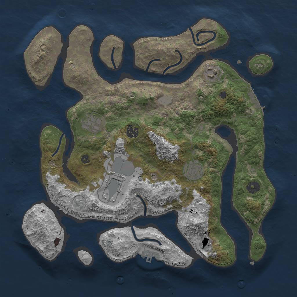 Rust Map: Procedural Map, Size: 3500, Seed: 20453, 14 Monuments
