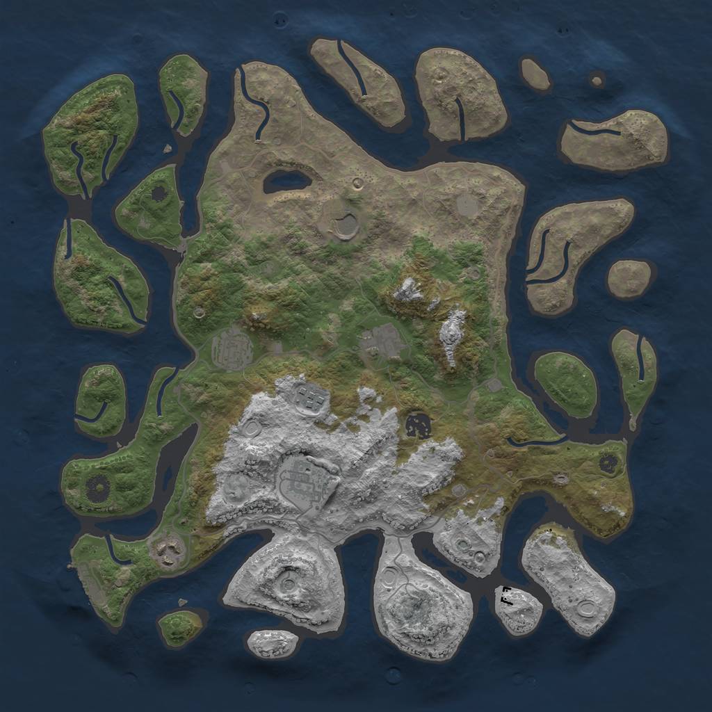 Rust Map: Procedural Map, Size: 4000, Seed: 121933, 14 Monuments