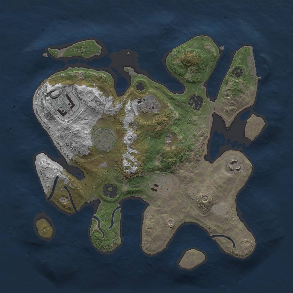 Rust Map: Procedural Map, Size: 3000, Seed: 1266332446, 13 Monuments