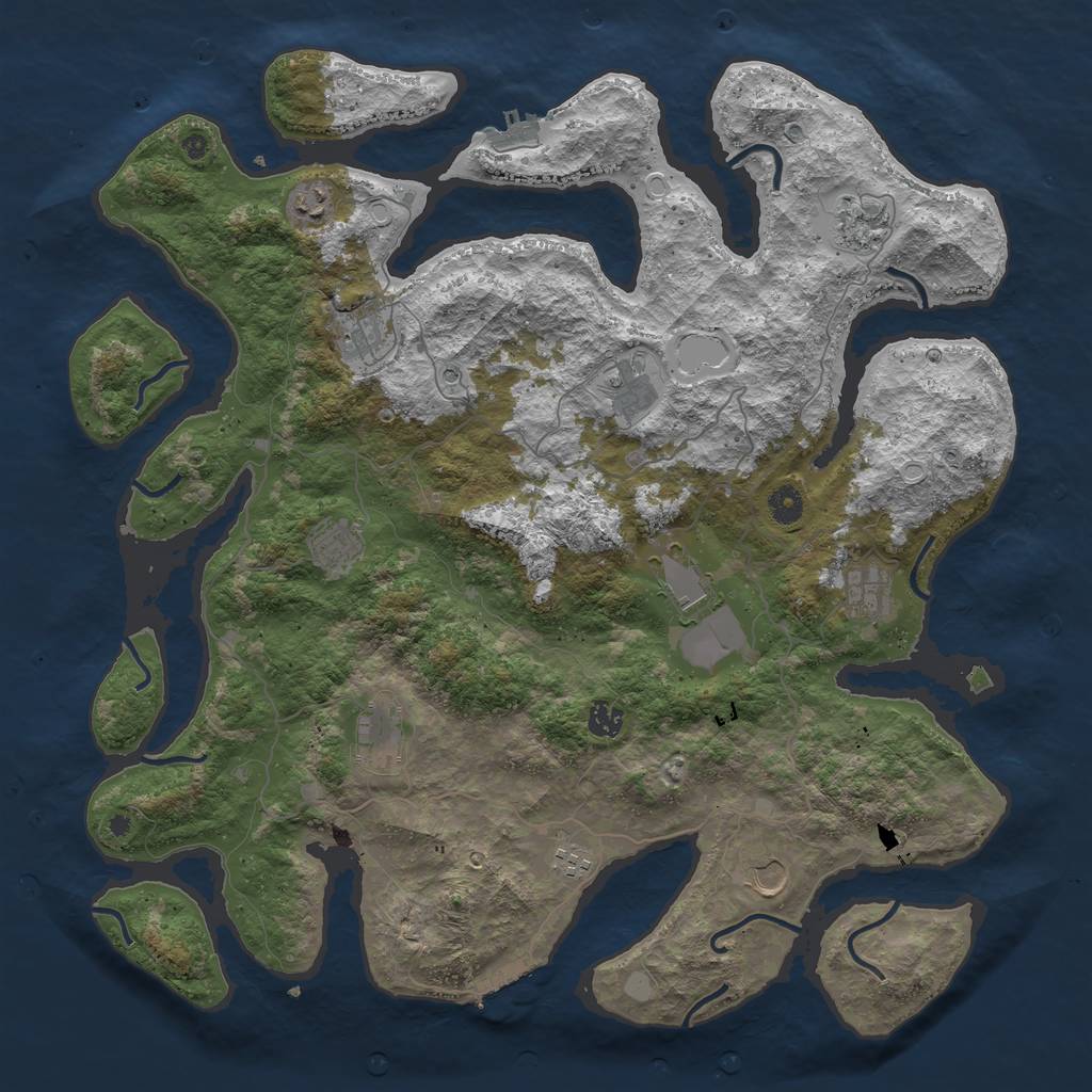 Rust Map: Procedural Map, Size: 4500, Seed: 1780937730, 19 Monuments