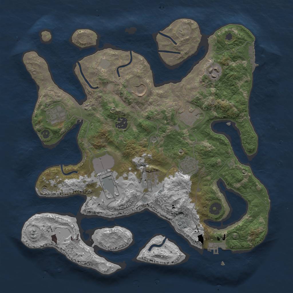Rust Map: Procedural Map, Size: 3550, Seed: 16877, 17 Monuments