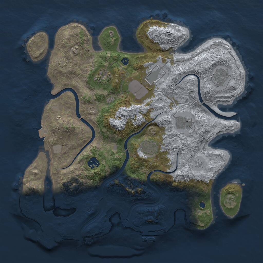 Rust Map: Procedural Map, Size: 3550, Seed: 255606, 13 Monuments