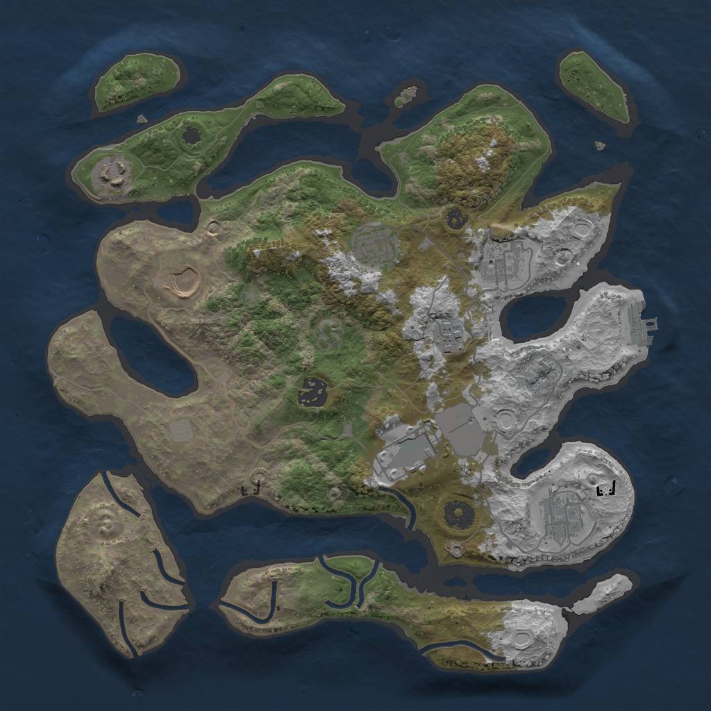 Rust Map: Procedural Map, Size: 3500, Seed: 2247627, 14 Monuments