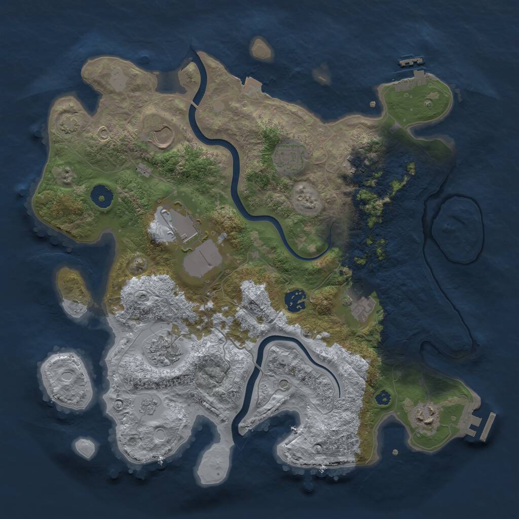 Rust Map: Procedural Map, Size: 3500, Seed: 54154242, 14 Monuments