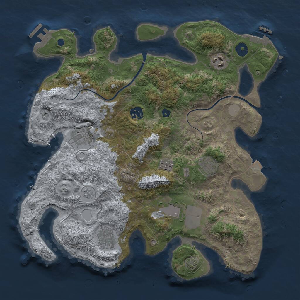 Rust Map: Procedural Map, Size: 3500, Seed: 650860638, 13 Monuments