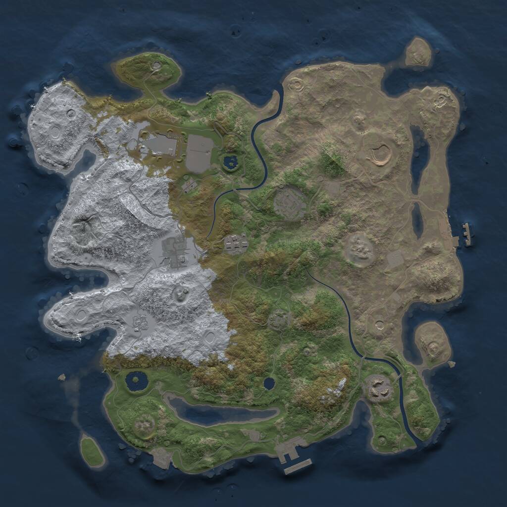 Rust Map: Procedural Map, Size: 3550, Seed: 350175, 12 Monuments