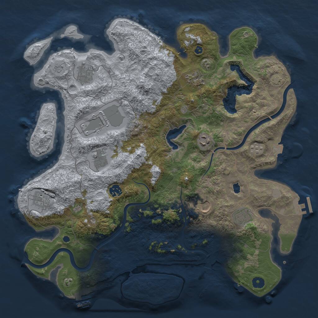 Rust Map: Procedural Map, Size: 4000, Seed: 464771, 16 Monuments
