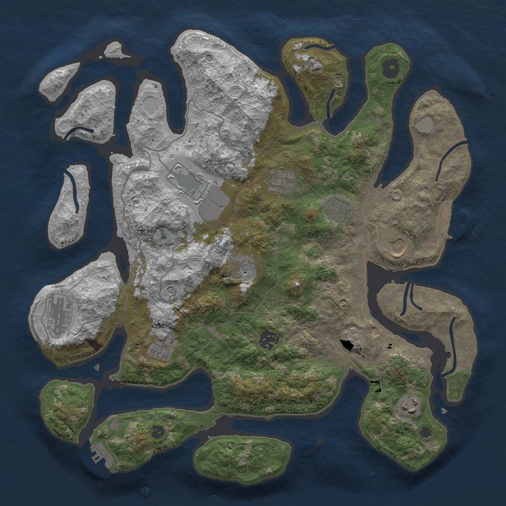 Rust Map: Procedural Map, Size: 4000, Seed: 464771, 18 Monuments
