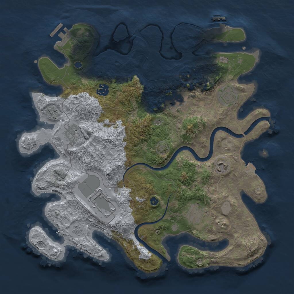 Rust Map: Procedural Map, Size: 3550, Seed: 268270, 14 Monuments