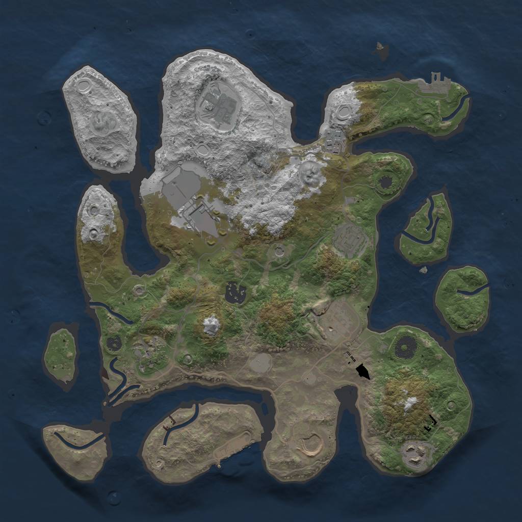 Rust Map: Procedural Map, Size: 3500, Seed: 1054308552, 17 Monuments