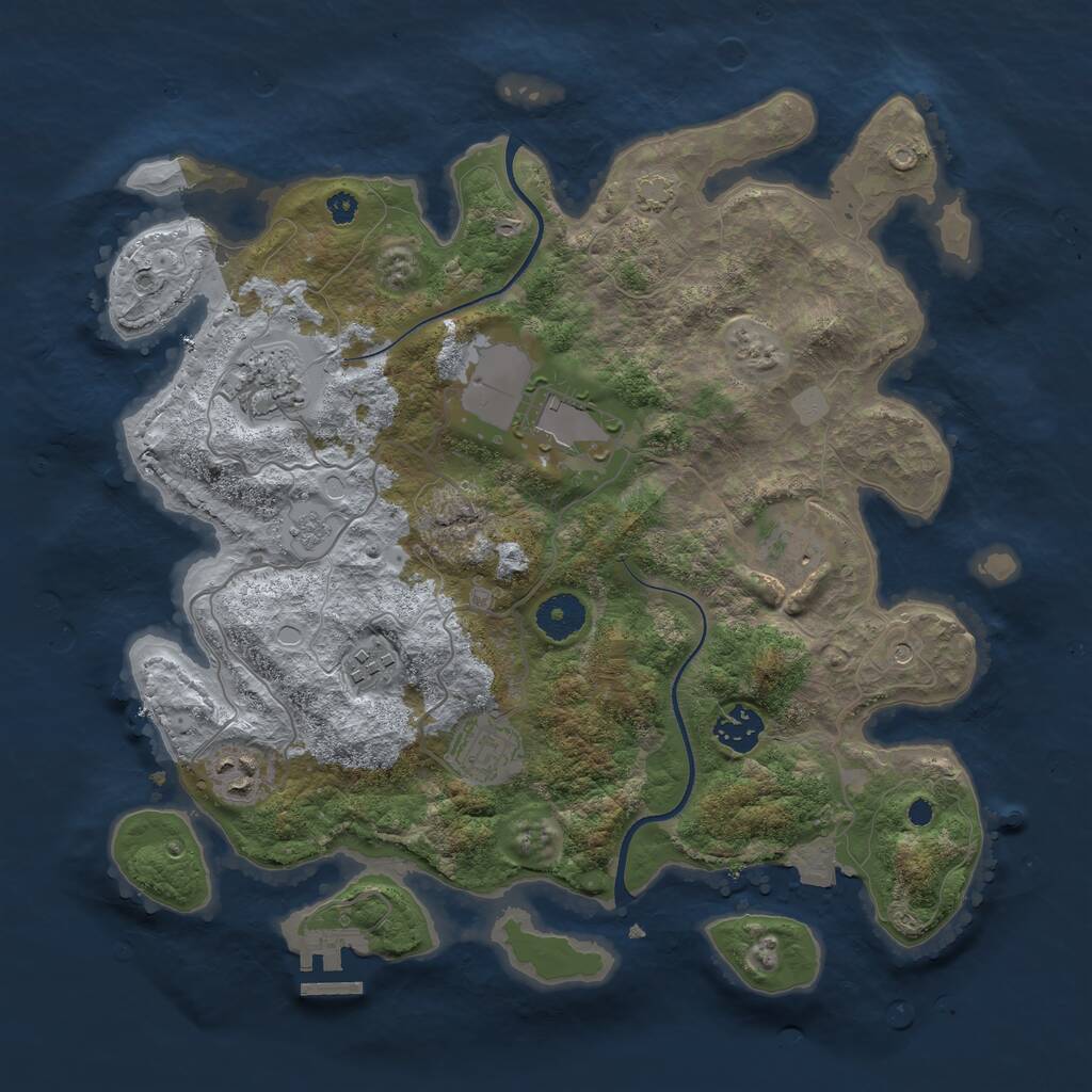 Rust Map: Procedural Map, Size: 3550, Seed: 411617, 12 Monuments