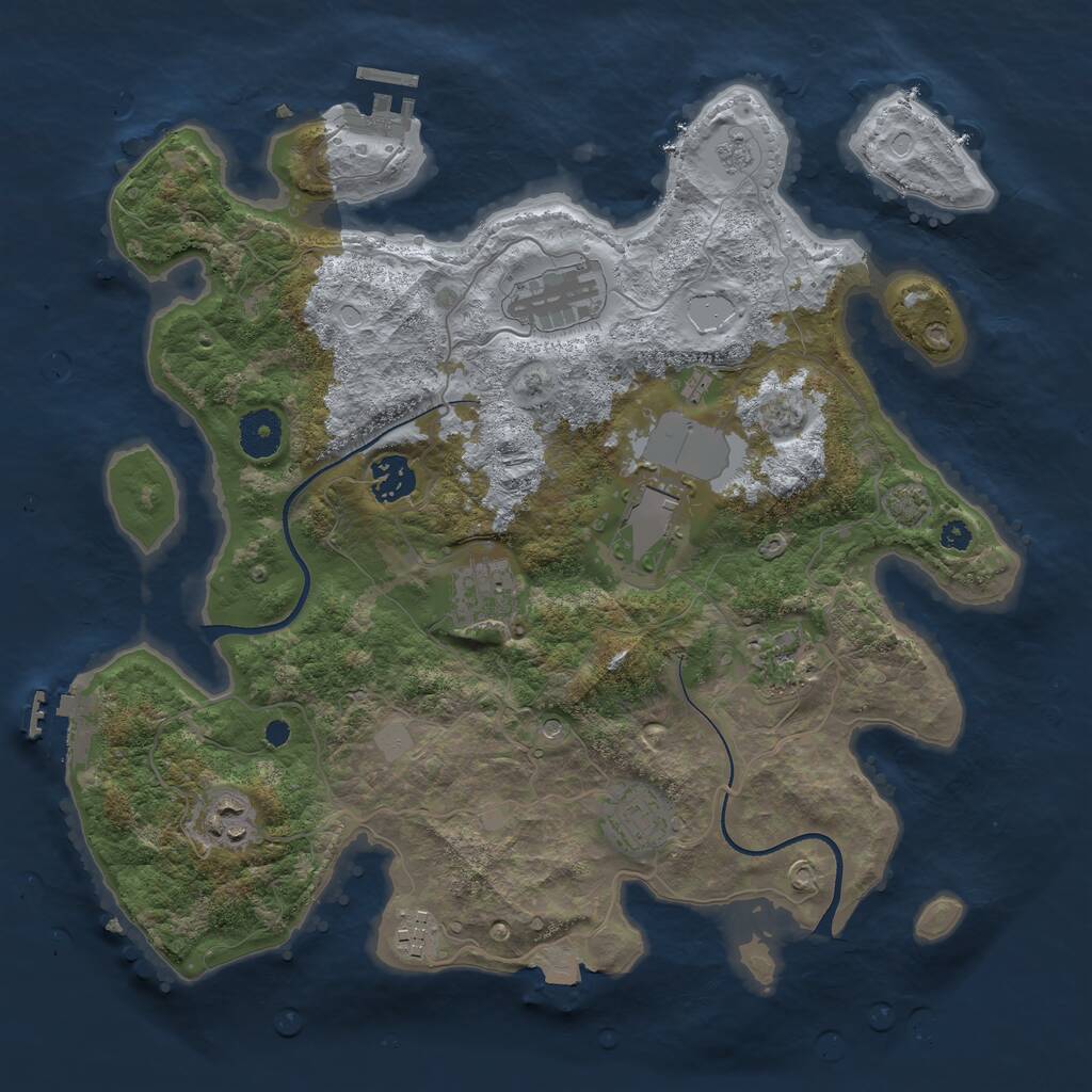 Rust Map: Procedural Map, Size: 3550, Seed: 57104, 14 Monuments