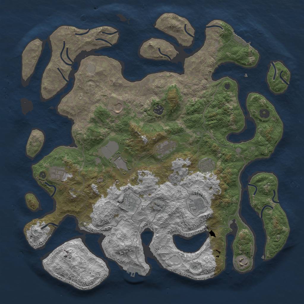Rust Map: Procedural Map, Size: 4500, Seed: 1828563269, 18 Monuments