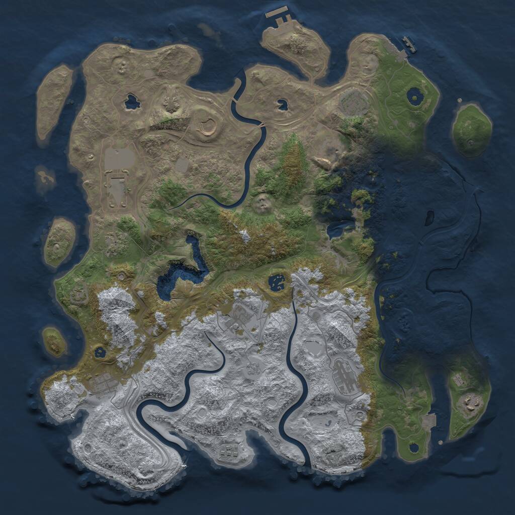 Rust Map: Procedural Map, Size: 4500, Seed: 1828563269, 17 Monuments