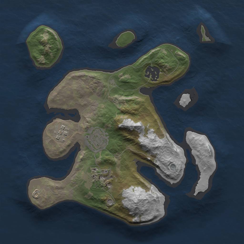 Rust Map: Barren, Size: 2400, Seed: 248858530, 6 Monuments