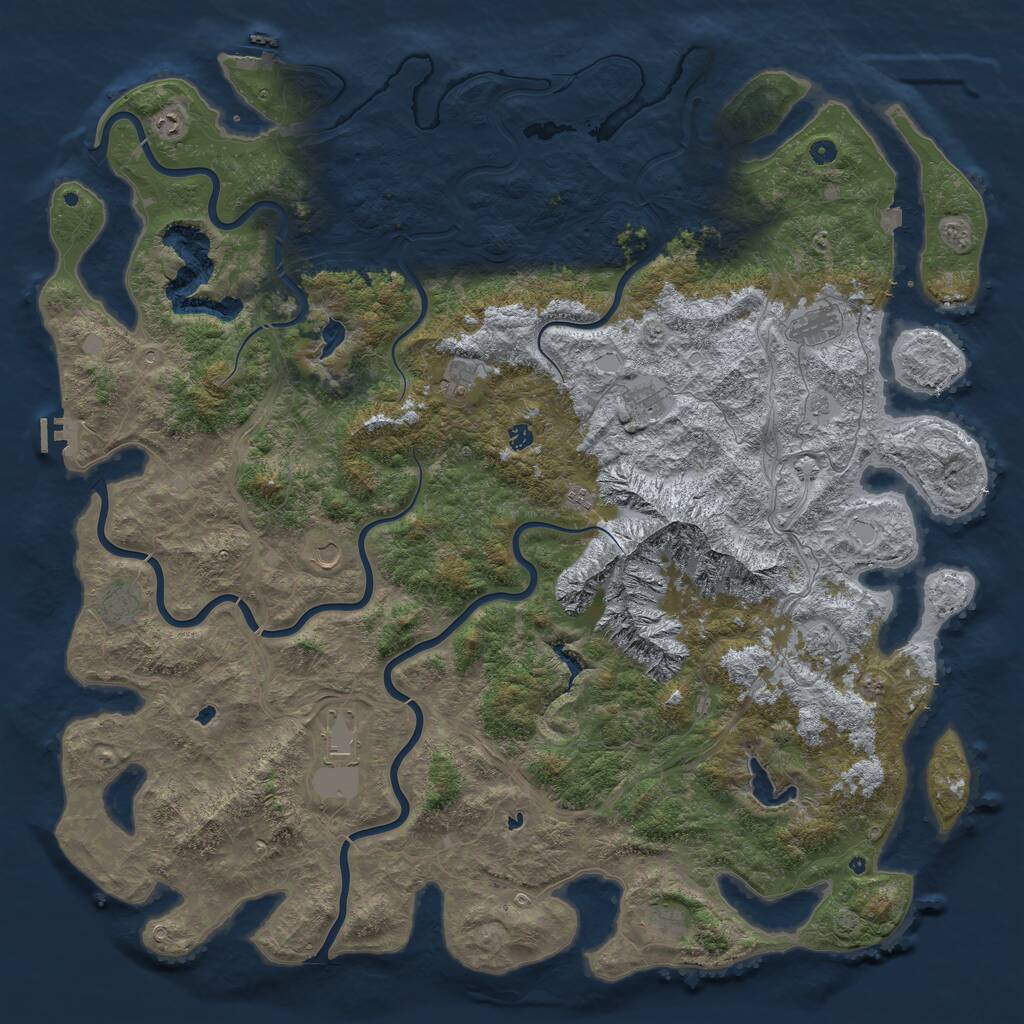 Rust Map: Procedural Map, Size: 6000, Seed: 85335, 17 Monuments