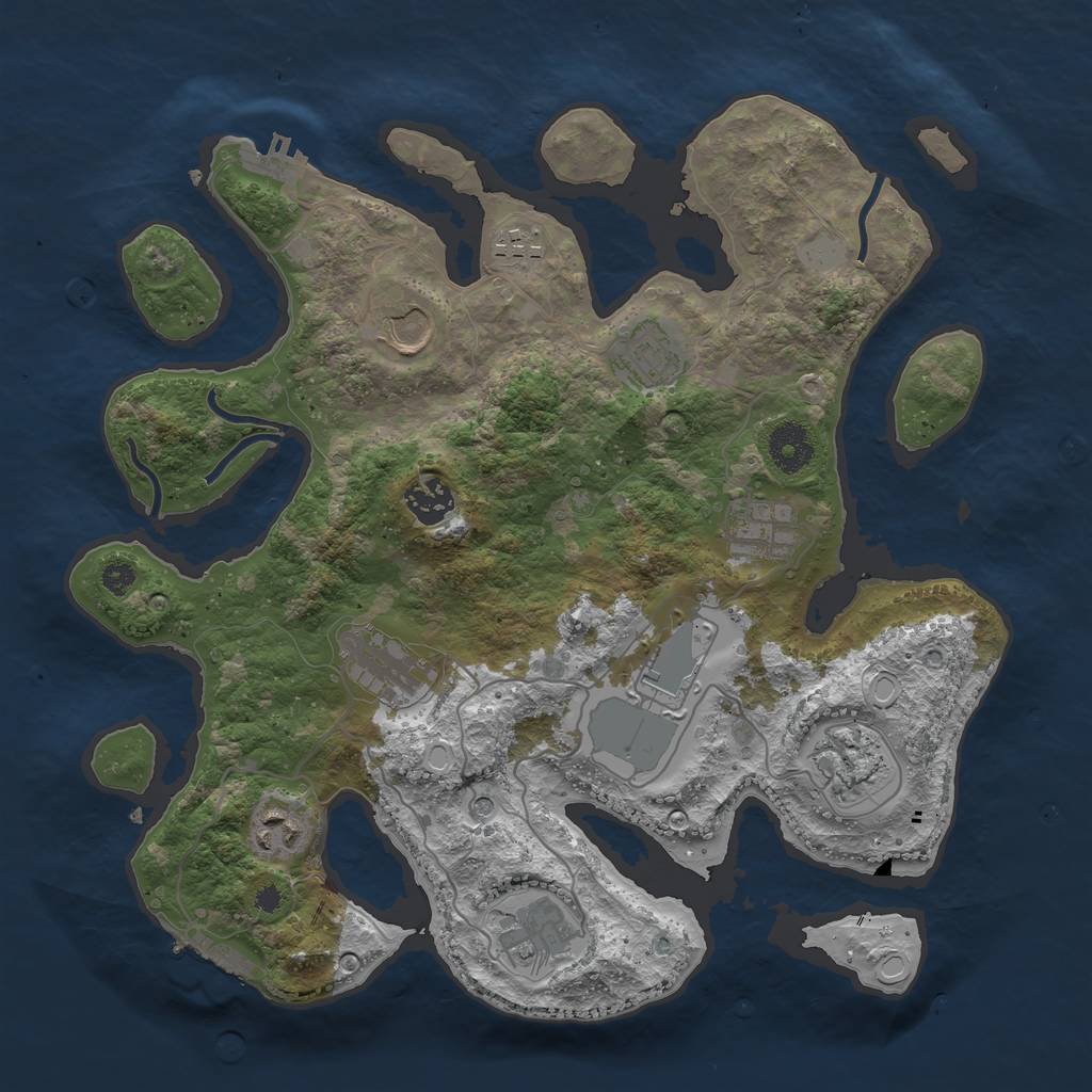 Rust Map: Procedural Map, Size: 3500, Seed: 1872332790, 18 Monuments