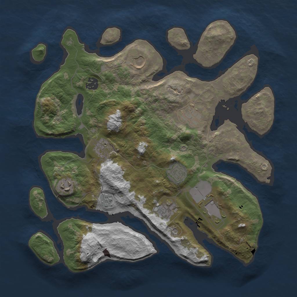 Rust Map: Barren, Size: 3500, Seed: 161548380, 12 Monuments