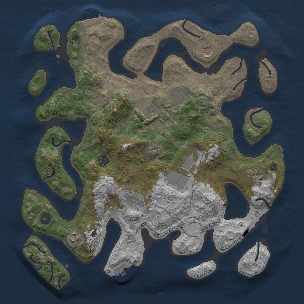 Rust Map: Procedural Map, Size: 4000, Seed: 158310, 16 Monuments