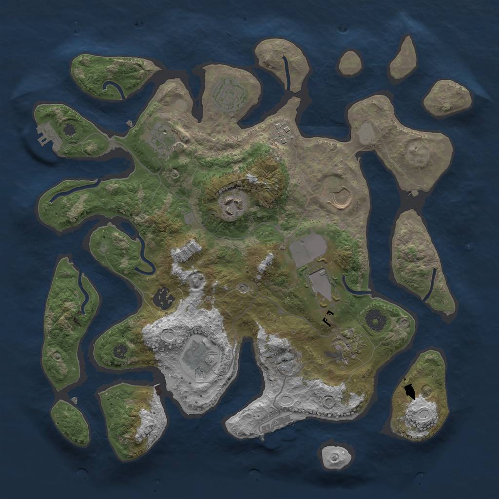 Rust Map: Procedural Map, Size: 3550, Seed: 621554, 17 Monuments