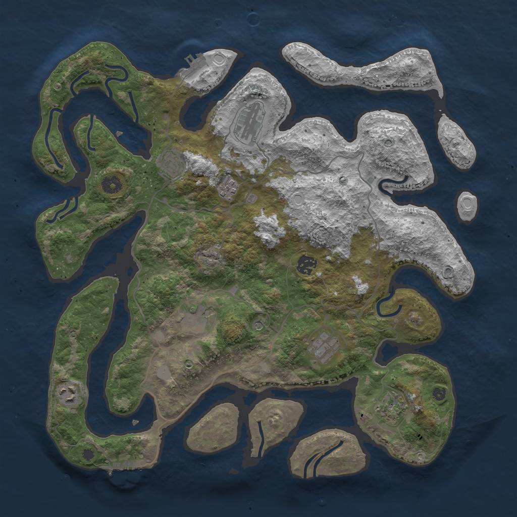 Rust Map: Procedural Map, Size: 4000, Seed: 722594, 16 Monuments