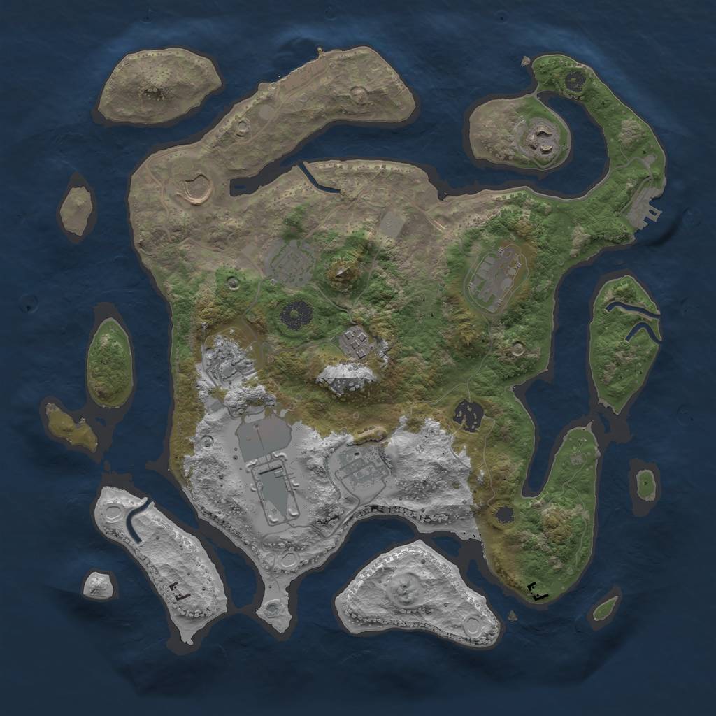 Rust Map: Procedural Map, Size: 3550, Seed: 448704, 16 Monuments