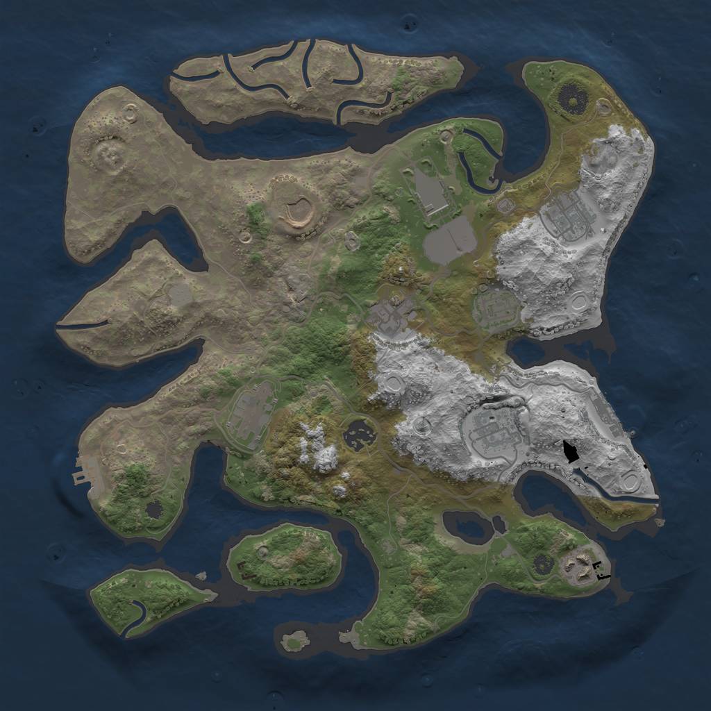 Rust Map: Procedural Map, Size: 3550, Seed: 799357, 16 Monuments
