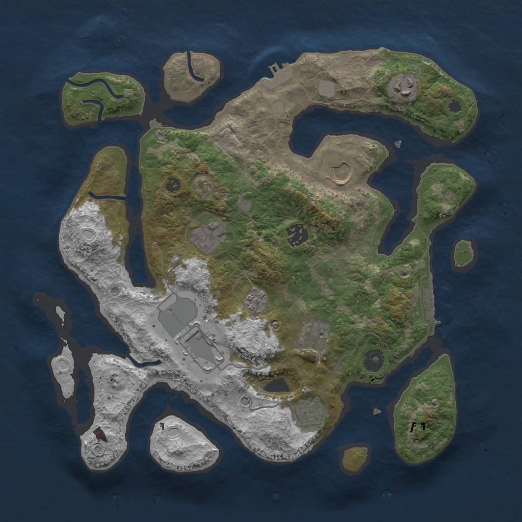 Rust Map: Procedural Map, Size: 3550, Seed: 369413, 16 Monuments