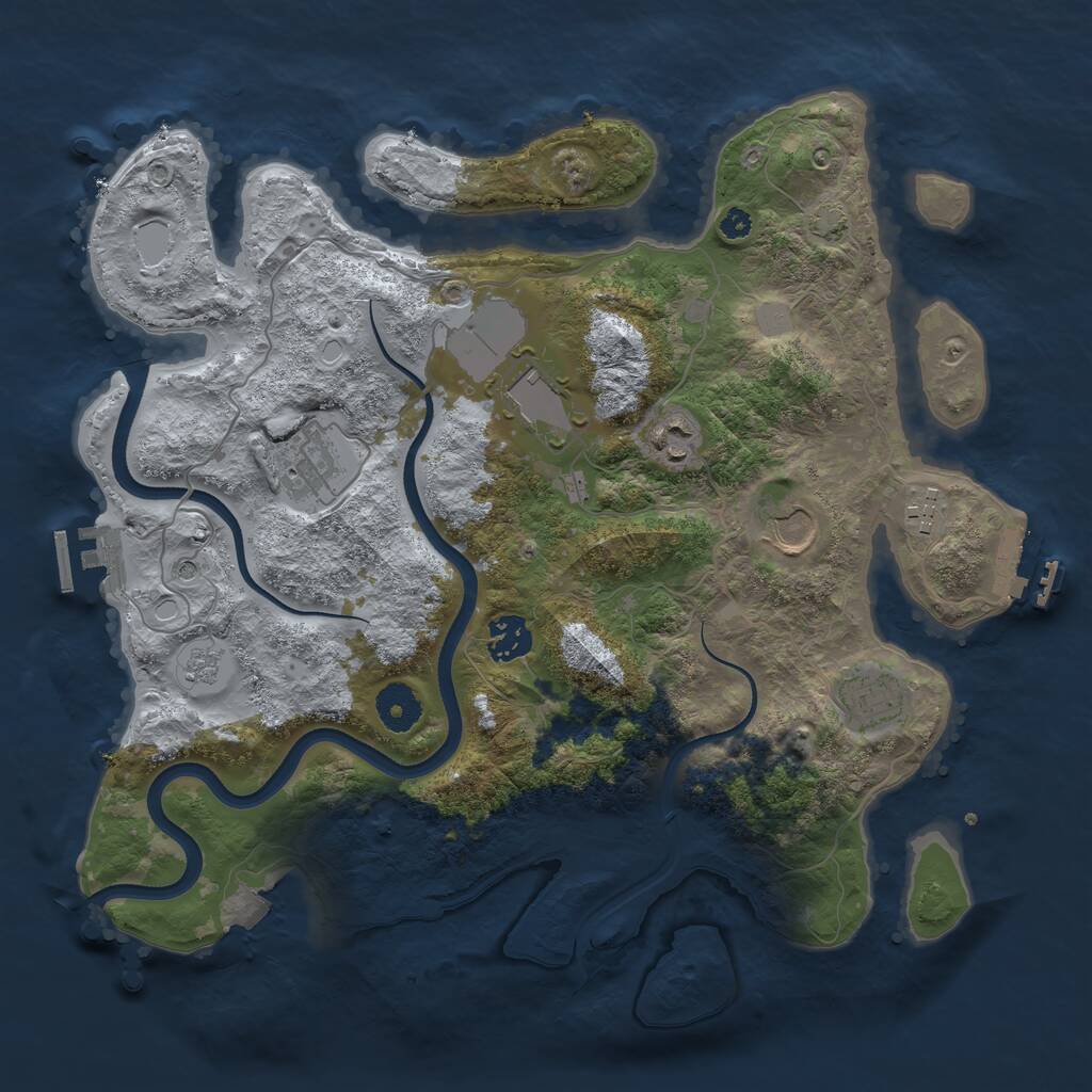 Rust Map: Procedural Map, Size: 3550, Seed: 570828, 13 Monuments