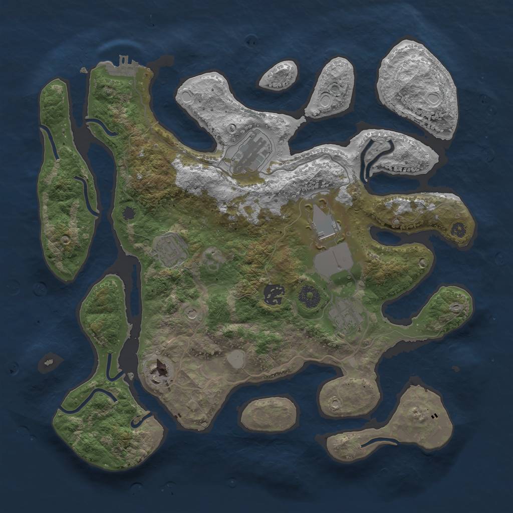 Rust Map: Procedural Map, Size: 3500, Seed: 496841283, 13 Monuments