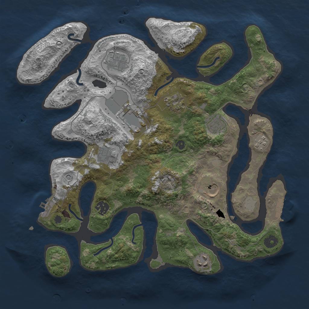 Rust Map: Procedural Map, Size: 3500, Seed: 4211, 17 Monuments