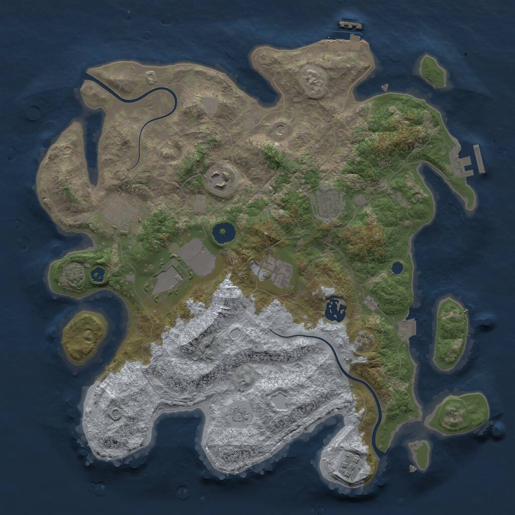Rust Map: Procedural Map, Size: 3550, Seed: 501636, 13 Monuments