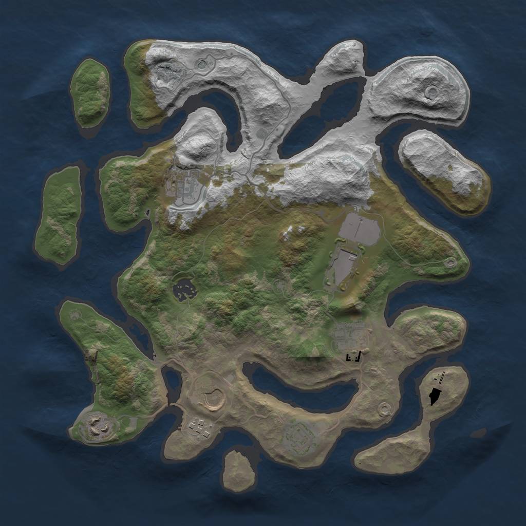 Rust Map: Barren, Size: 3500, Seed: 84751457, 11 Monuments