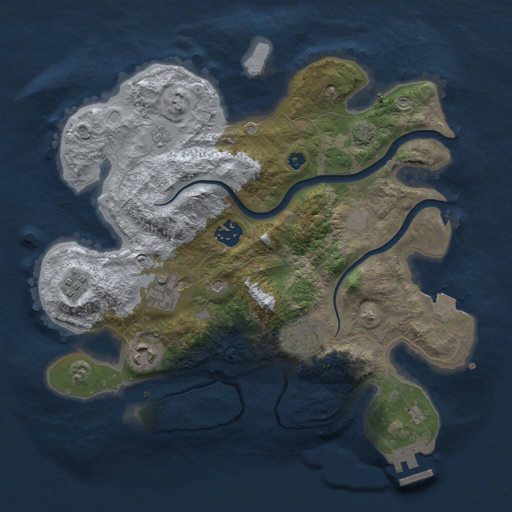 Rust Map: Procedural Map, Size: 3000, Seed: 714278477, 10 Monuments