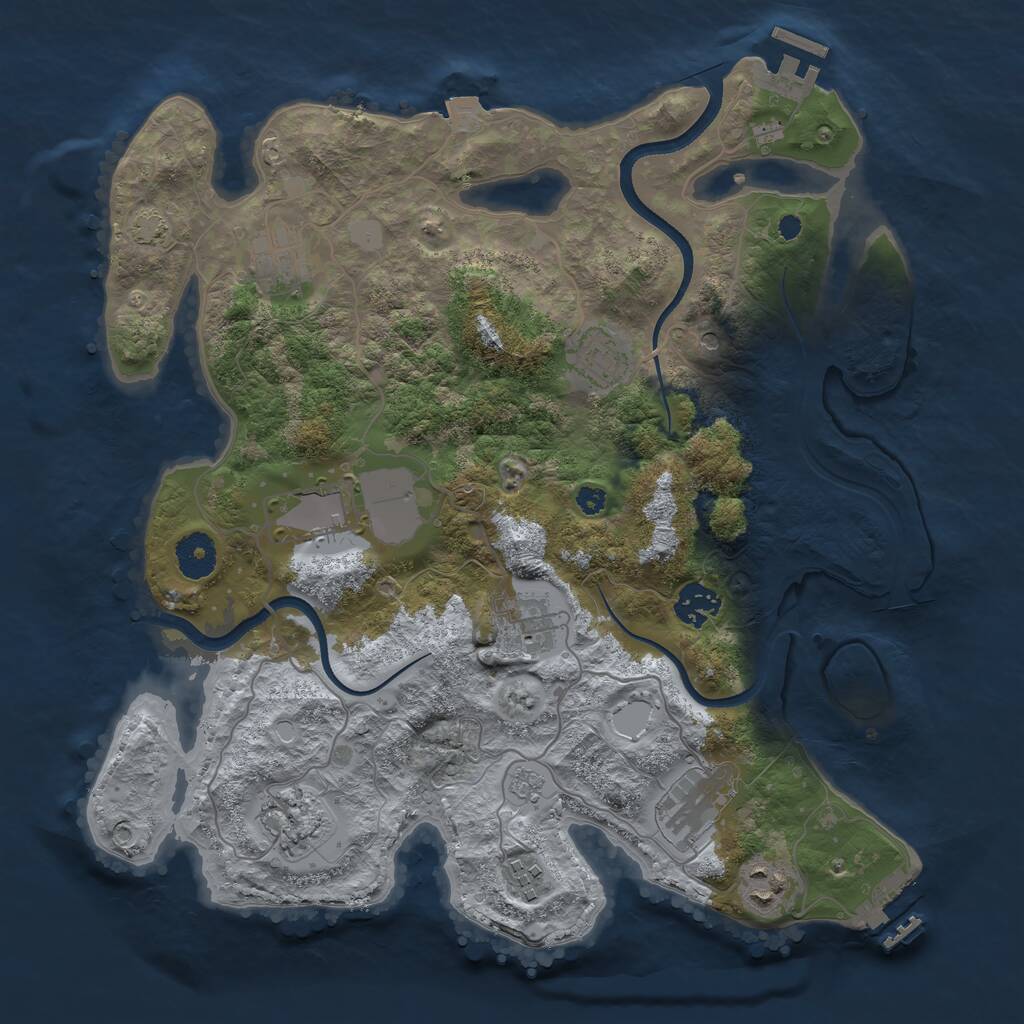 Rust Map: Procedural Map, Size: 3550, Seed: 381946, 15 Monuments