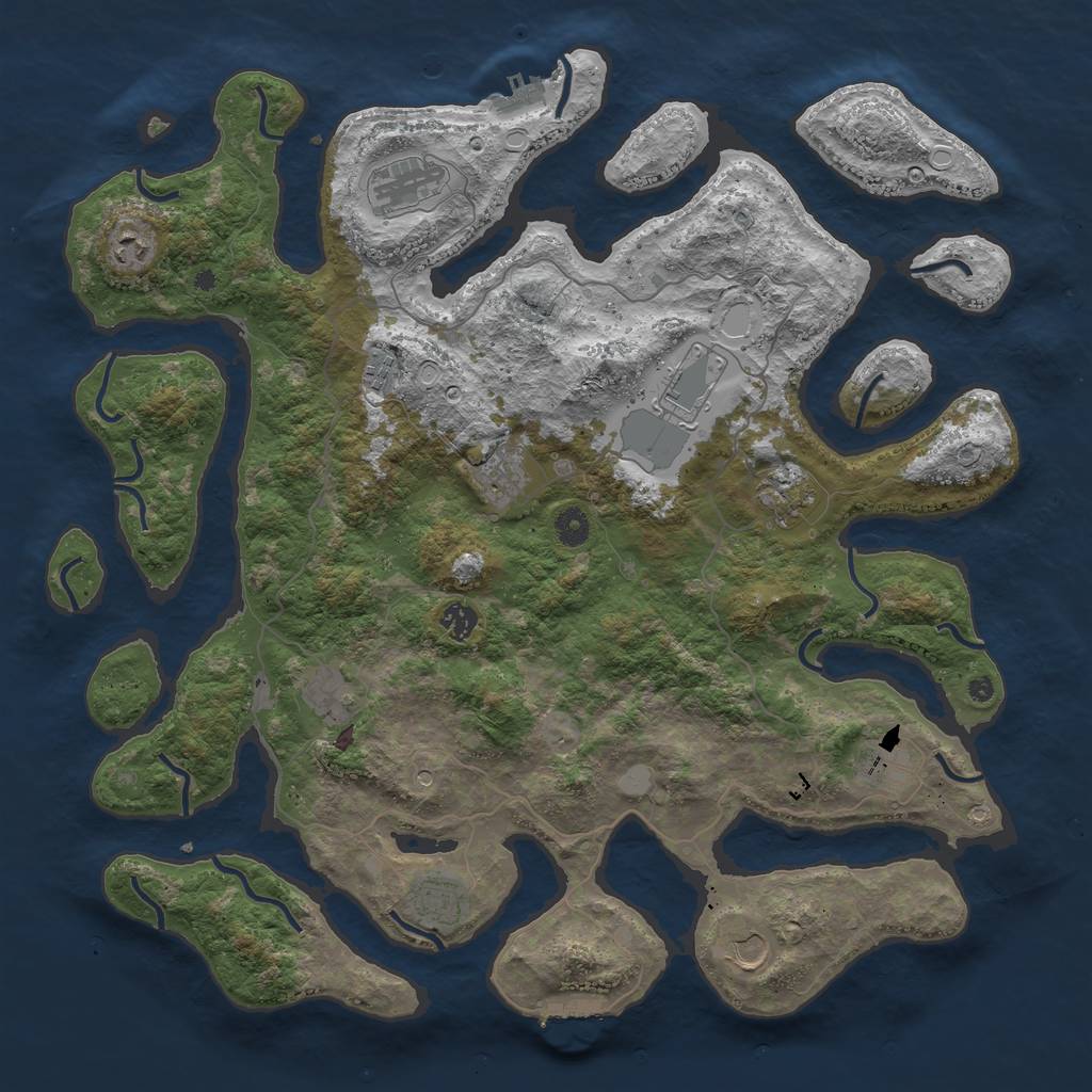 Rust Map: Procedural Map, Size: 4500, Seed: 112370, 19 Monuments