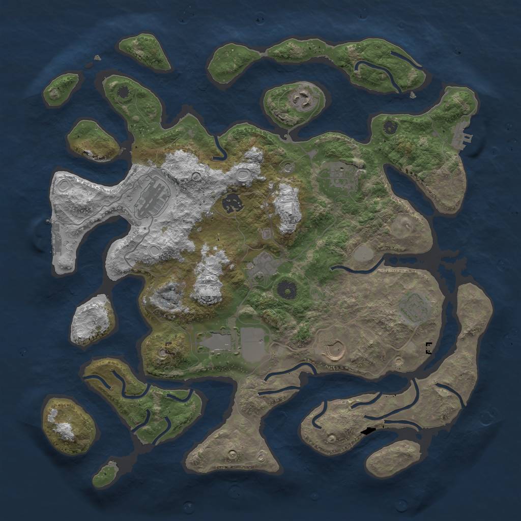 Rust Map: Procedural Map, Size: 3950, Seed: 1551947790, 16 Monuments