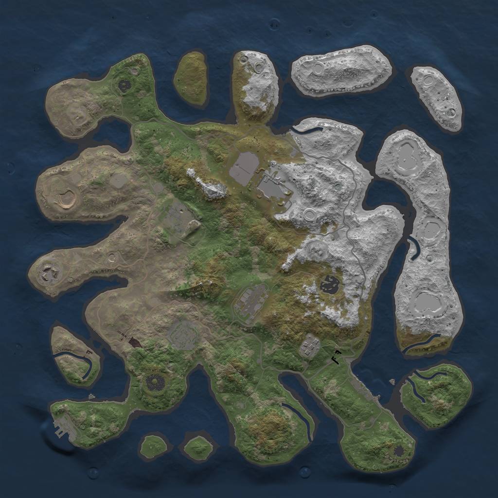 Rust Map: Procedural Map, Size: 4000, Seed: 982802, 16 Monuments