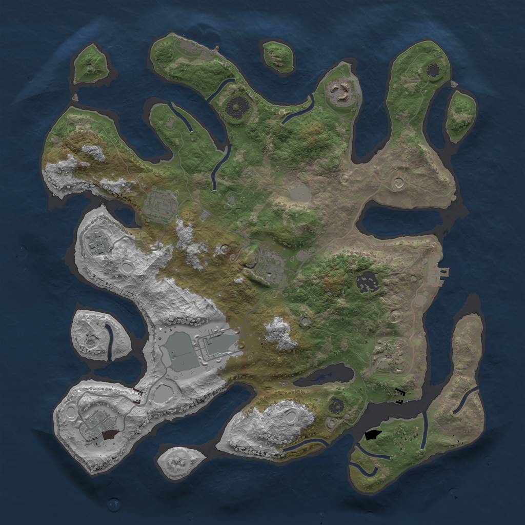 Rust Map: Procedural Map, Size: 3550, Seed: 475006, 16 Monuments