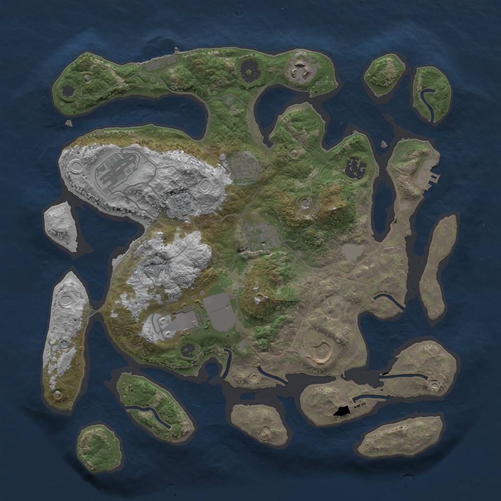 Rust Map: Procedural Map, Size: 3500, Seed: 1132030333, 16 Monuments