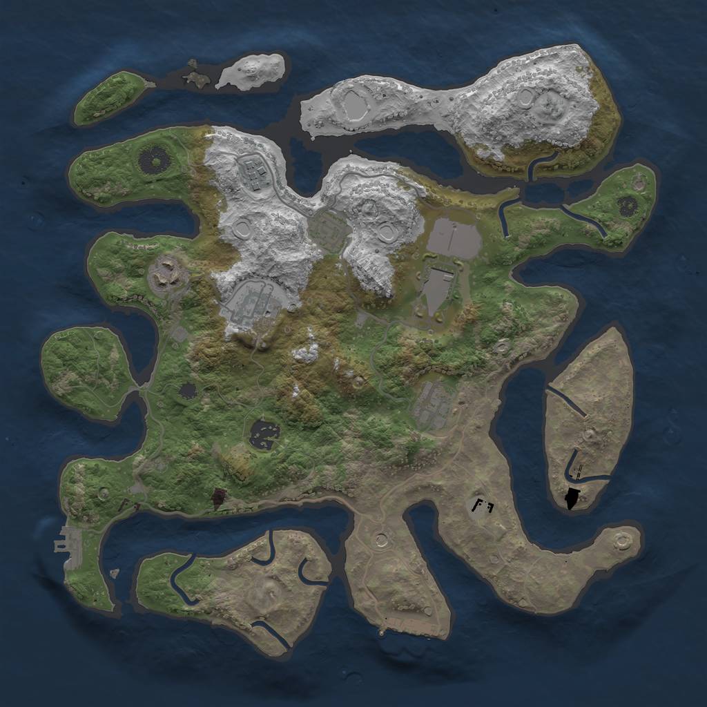 Rust Map: Procedural Map, Size: 3550, Seed: 733862, 15 Monuments