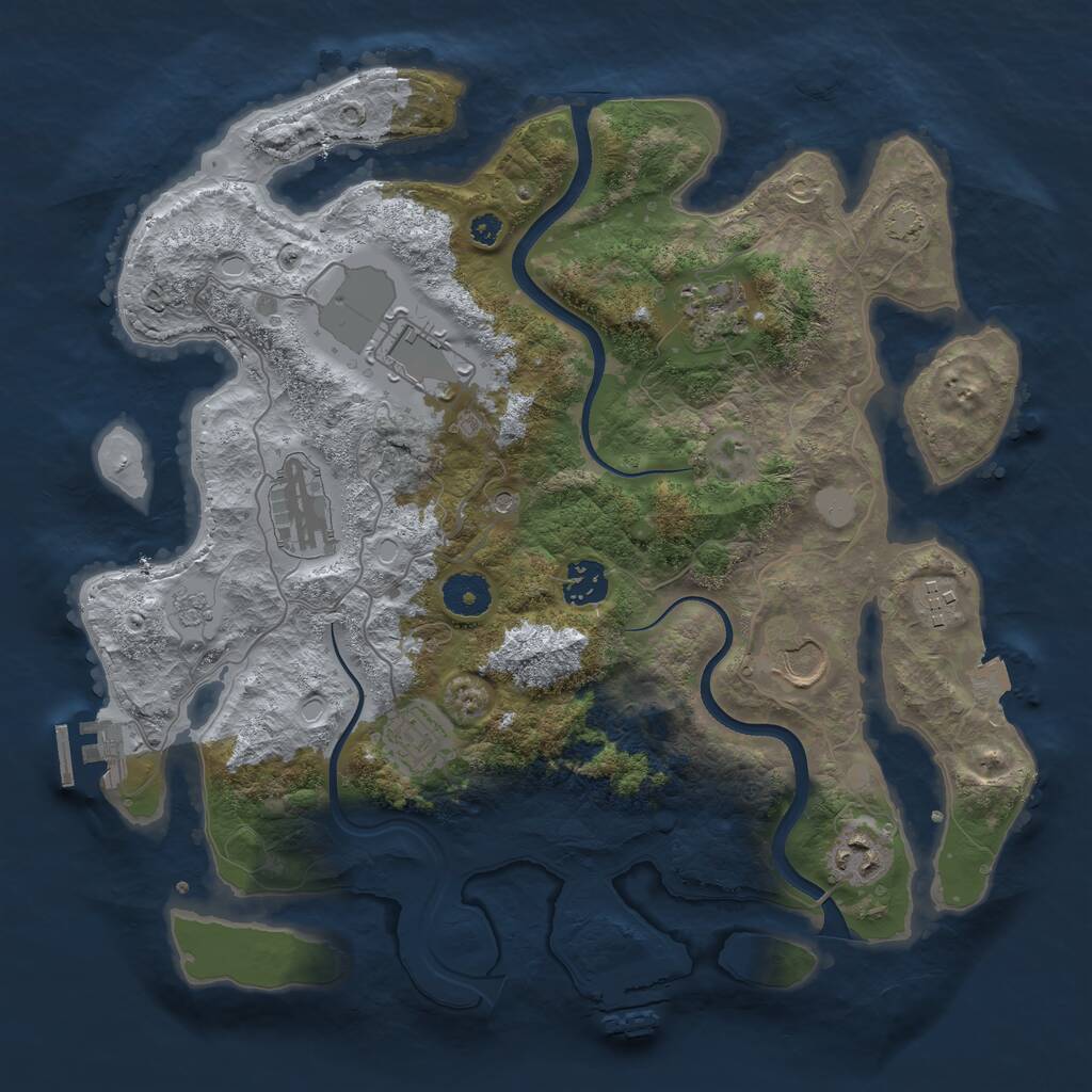 Rust Map: Procedural Map, Size: 3550, Seed: 846965, 14 Monuments