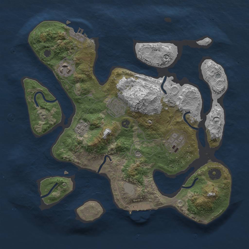 Rust Map: Procedural Map, Size: 3000, Seed: 14257865, 12 Monuments